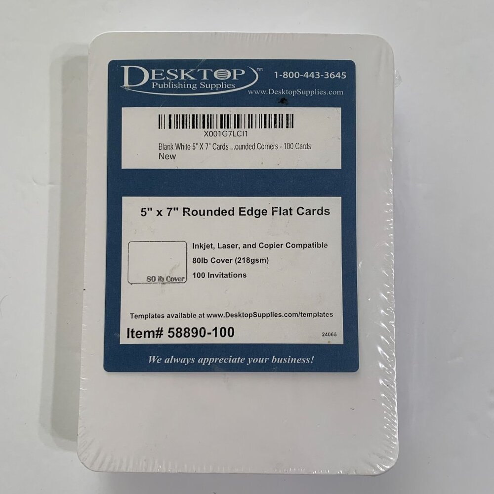 NWT Desktop Publishing Supplies‎ 5x7 Rounded Corner Flat Cards 100 80lb Cover